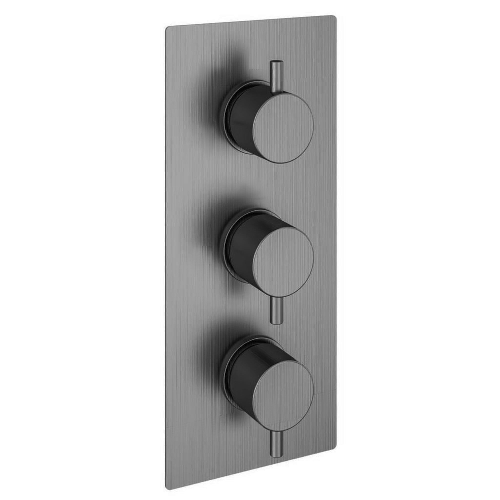 Naples contemporary round concealed thermostatic triple shower valve with 2 outlets - gunmetal grey